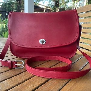 Red Leather Coach City Bag, not Vintage, EUC